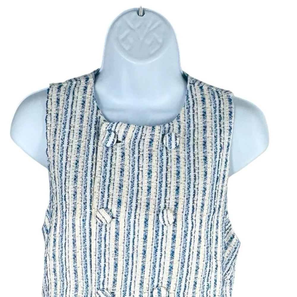Tuckernuck NEW Ethereal Tweed Bianca Sleeveless Blue Stripe Mini Dress Size S - Picture 6 of 12